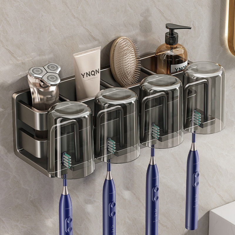 卫生间免打孔壁挂式收纳架漱口杯挂架牙杯架子牙刷置物架牙膏浴室