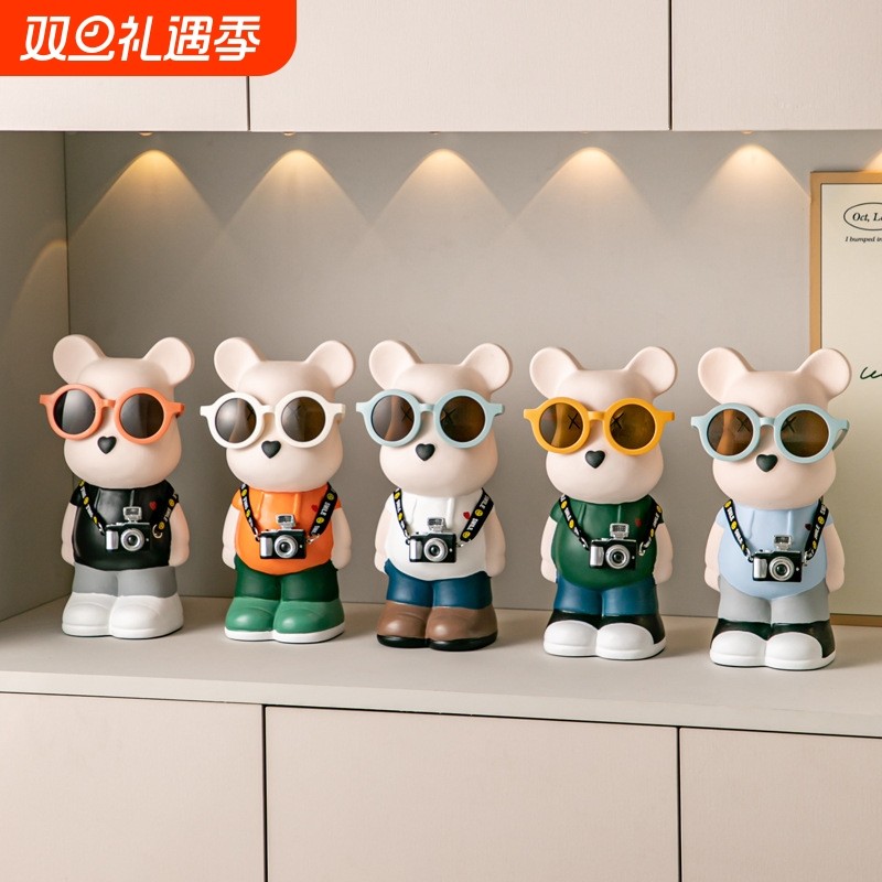 暴力熊存钱罐卡通创意现代客厅网红装饰品电视柜陶瓷摆件硬币桌面