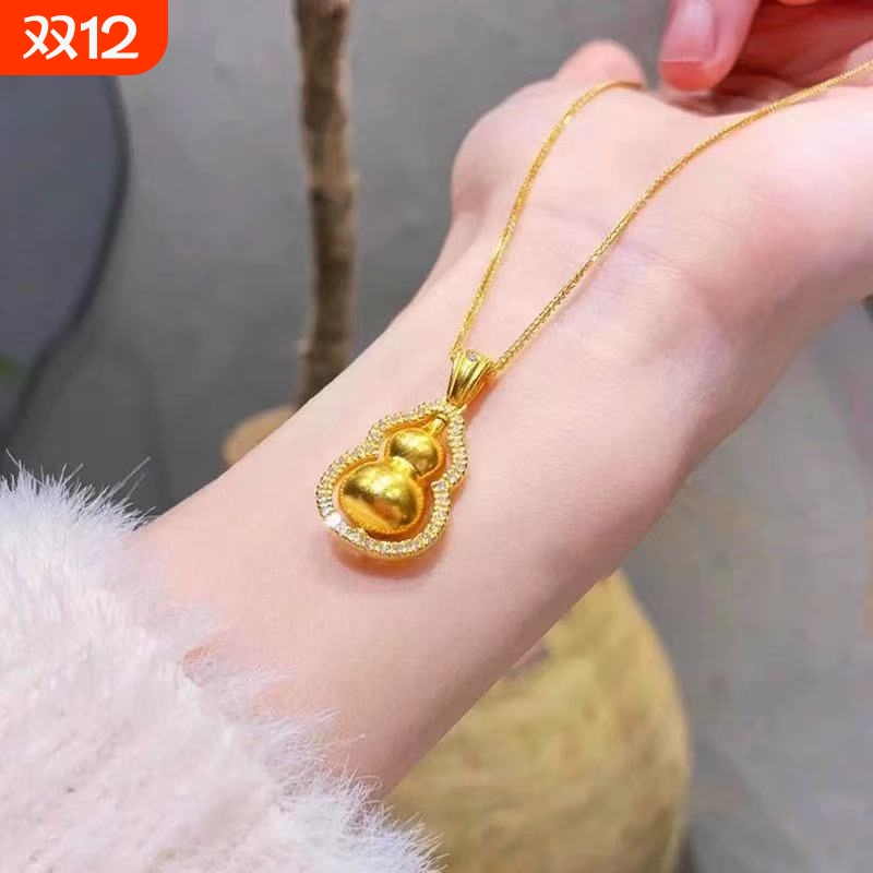 韦雪黄金色同款吊坠中式旋转时尚高级葫芦项链礼物女友复古气质