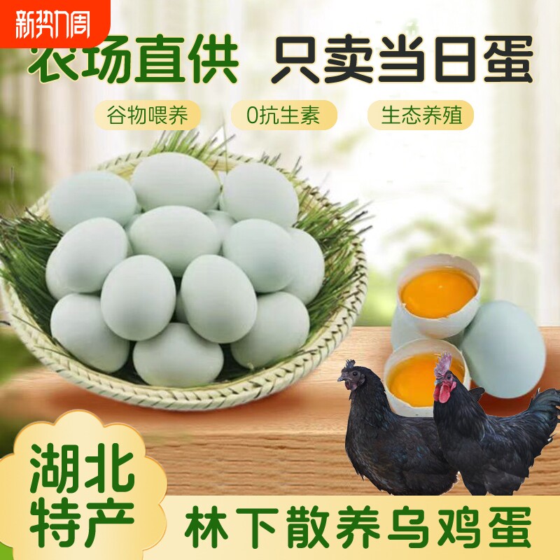 正宗农家散养土鸡蛋湖北大别山谷物鲜蛋孕妇老人精选绿壳乌鸡蛋