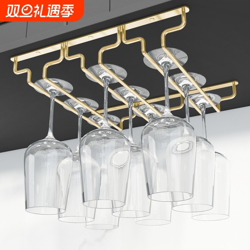 红酒杯架倒挂圣诞家用酒柜高脚杯架金色304不锈钢悬挂式酒杯架子