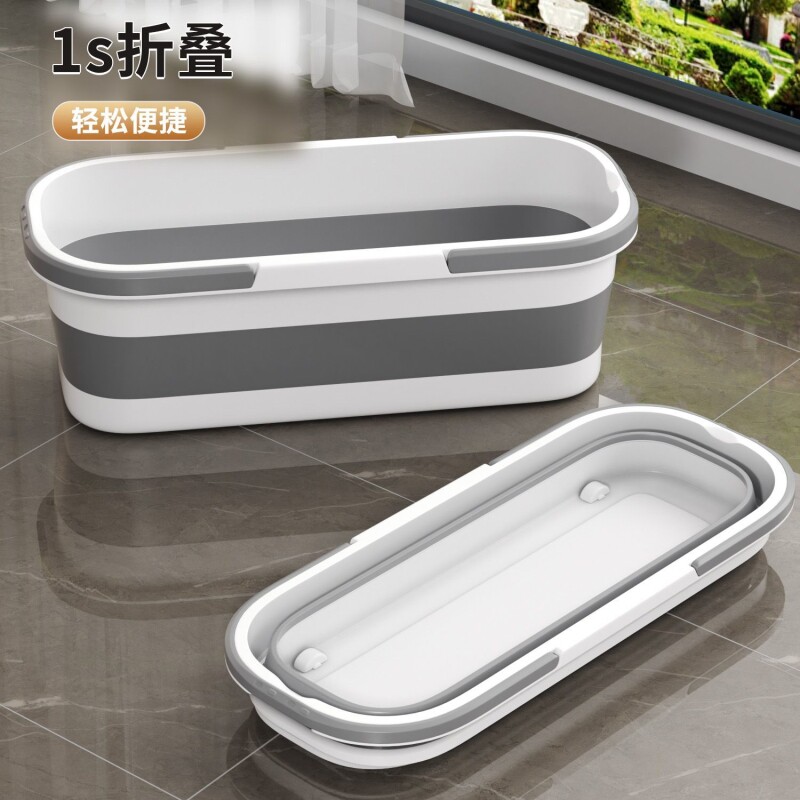 可折叠平板拖把桶长方形家用拖地桶洗拖布挤水桶洗车单水桶拖把盆图片