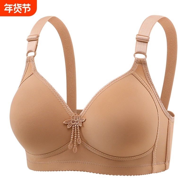 夏季大码薄款女士内衣女无钢圈无磁聚拢提胸罩中老年妈妈高档文胸