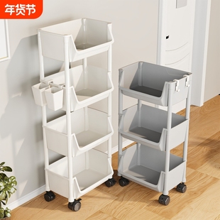 多层可移动置物架简约风塑料材质家用零食收纳架三层两层四层白色