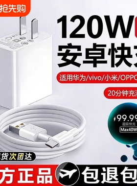 120W充电器适用华为荣耀66W超级快充头100W插头闪充手机magic版P1020mata30pro充电器线type-c原装正品标准
