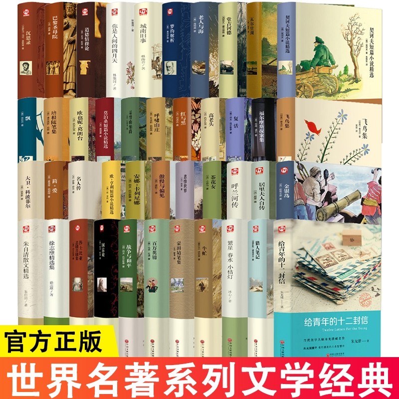 世界名著系列文学经典 精装正版 初高中语文推荐阅读书籍老人与海飞鸟集徐志摩国富论红与黑复活城南旧事堂吉诃德契科夫金银岛名人