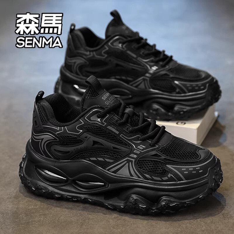 森马网红爆款男鞋2026新款春季运动休闲厚底增高黑色老爹潮鞋气垫
