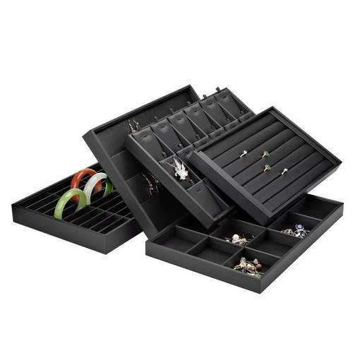 黑拉丝皮珠宝首饰展示盘项链盘