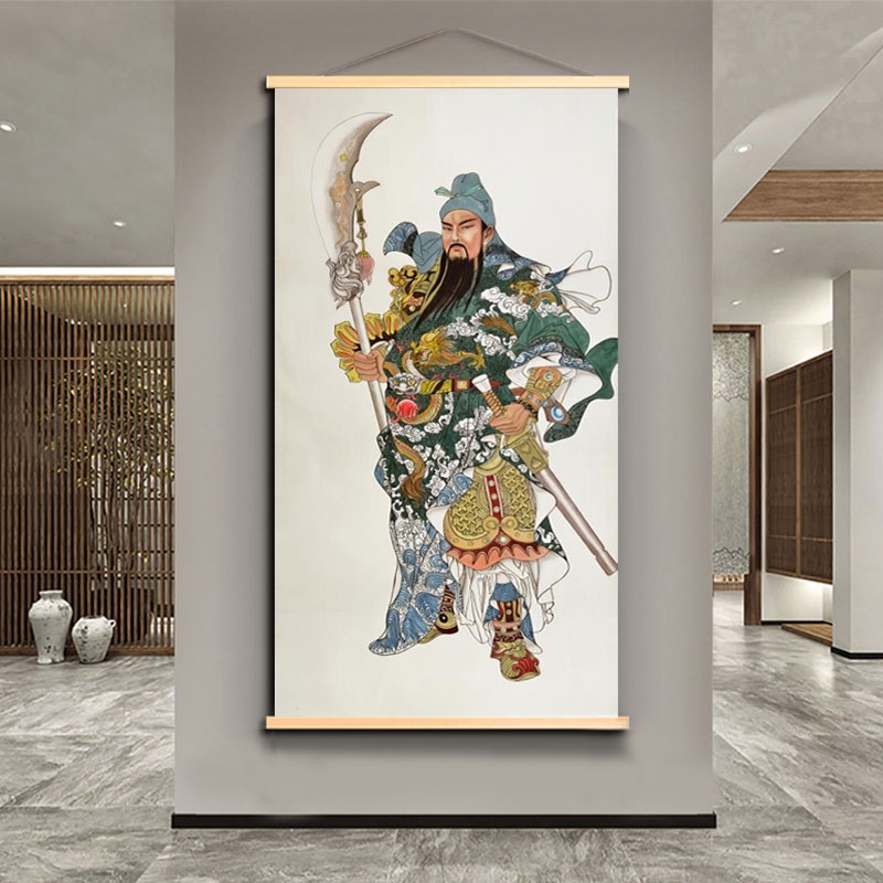 关公挂画玄关装饰画武财神关二爷画像关羽挂轴画客厅房间卧室入户