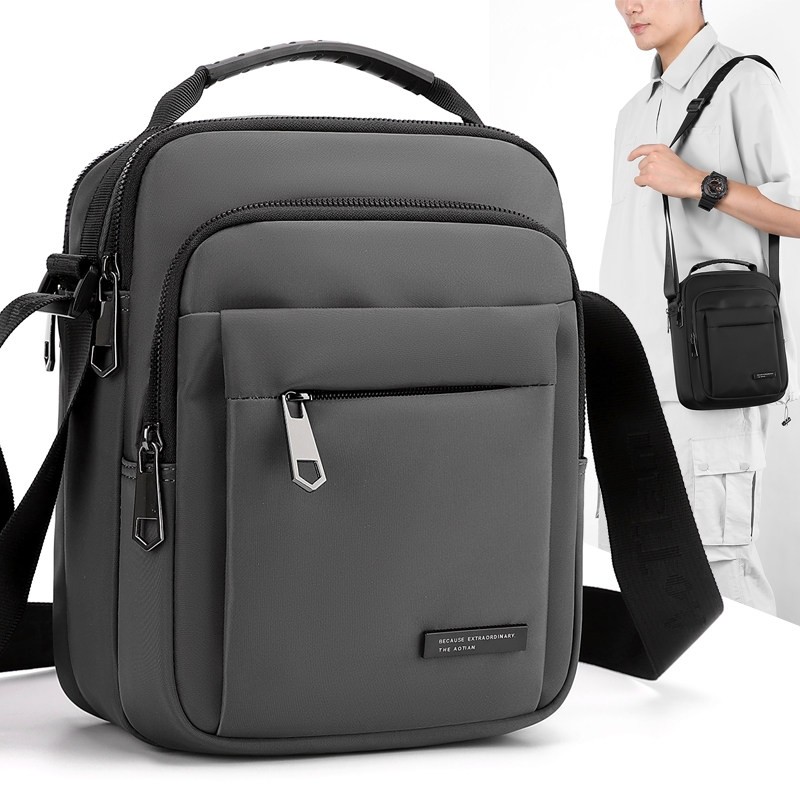 防水牛津布男士斜挎包时尚简约通勤单肩包旅游男包新款出行小挎包