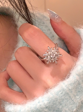 凛冬恋歌~会旋转的闪锆雪花戒指