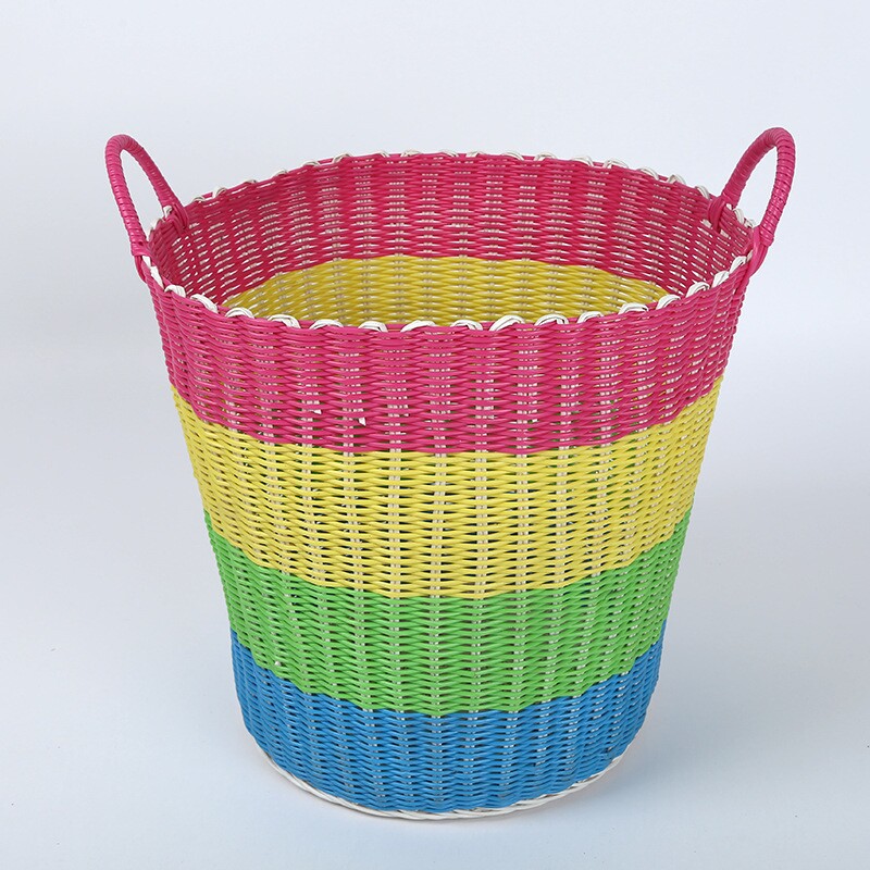 家用塑编洗衣篮 编织收纳篮 卧室客厅玩具收纳筐 杂物整理脏衣篮