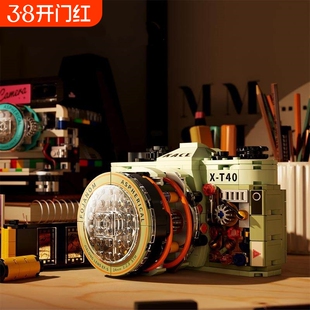兼容乐高积木单反拼装女生孩复古照相机拍立得模型摆件礼物益智力