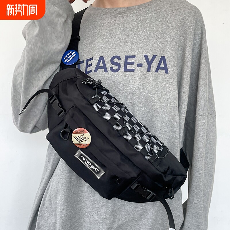 胸包男潮牌斜挎包ins潮单肩包男士包包运动挎包新款日系休闲背包