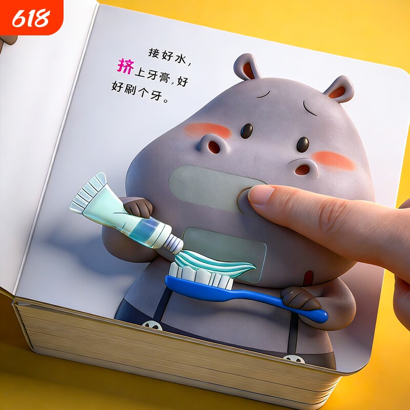 幼儿宝宝推拉书好习惯养成绘本机关书一到两岁儿童立体翻翻书益智玩具书启蒙认知早教书籍游戏书精装硬壳撕不烂亲子互动识字专注力