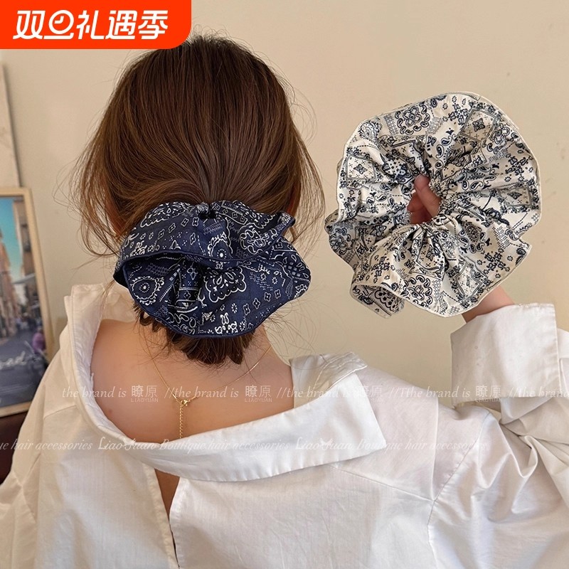 复古布艺头绳高级感大肠发圈丸子头发饰品气质皮筋女扎头精致饱满