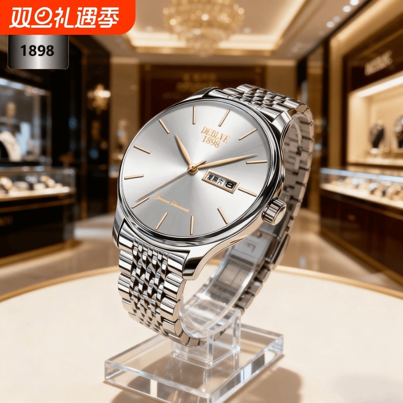 手表男款全自动男表数字双日历防水腕表男机械风全自动防水高级感