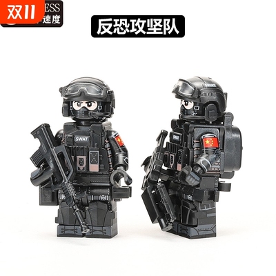 兼容乐高特战积木军事人仔特种兵警察反恐中国队益智拼装男孩玩具