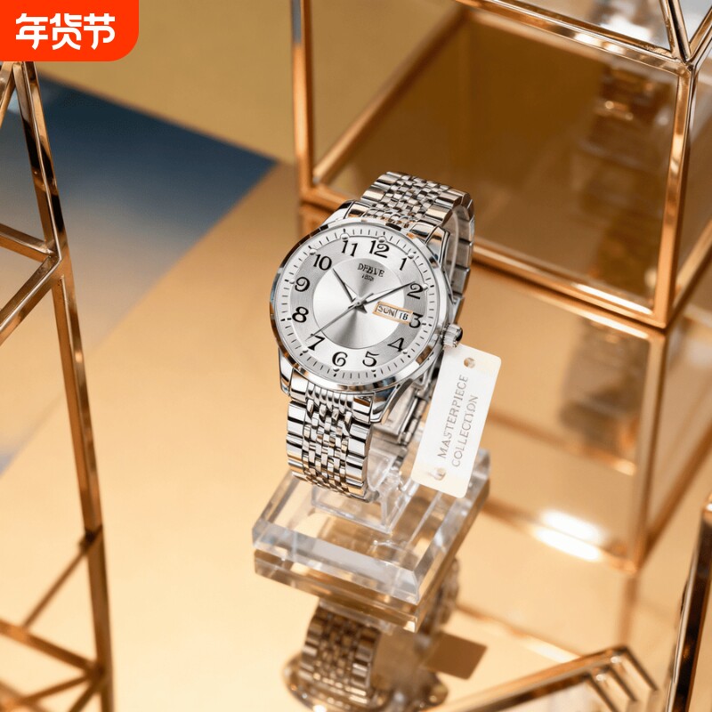 正品瑞士全自动非机械表手表男士学生韩版时尚潮双日历防水表夜光