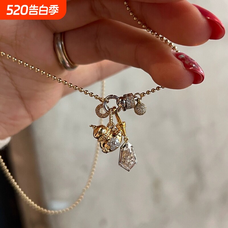 新款复古女项链百搭个性气质锁骨链饰品星星跑环项链饰品精致款