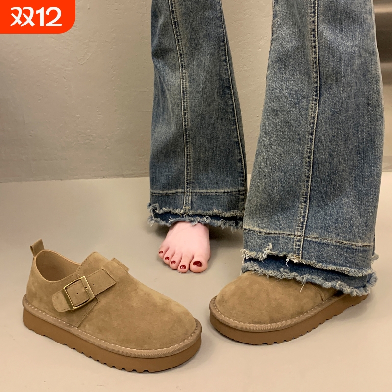 热风圈平底全包豆豆鞋勃肯鞋女2025新款春秋一脚蹬懒人乐福鞋博肯