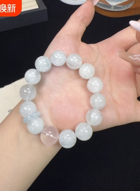 【空山新雨】兔毛绿萤石白水晶跑环手链净化治愈手串饰品礼物女