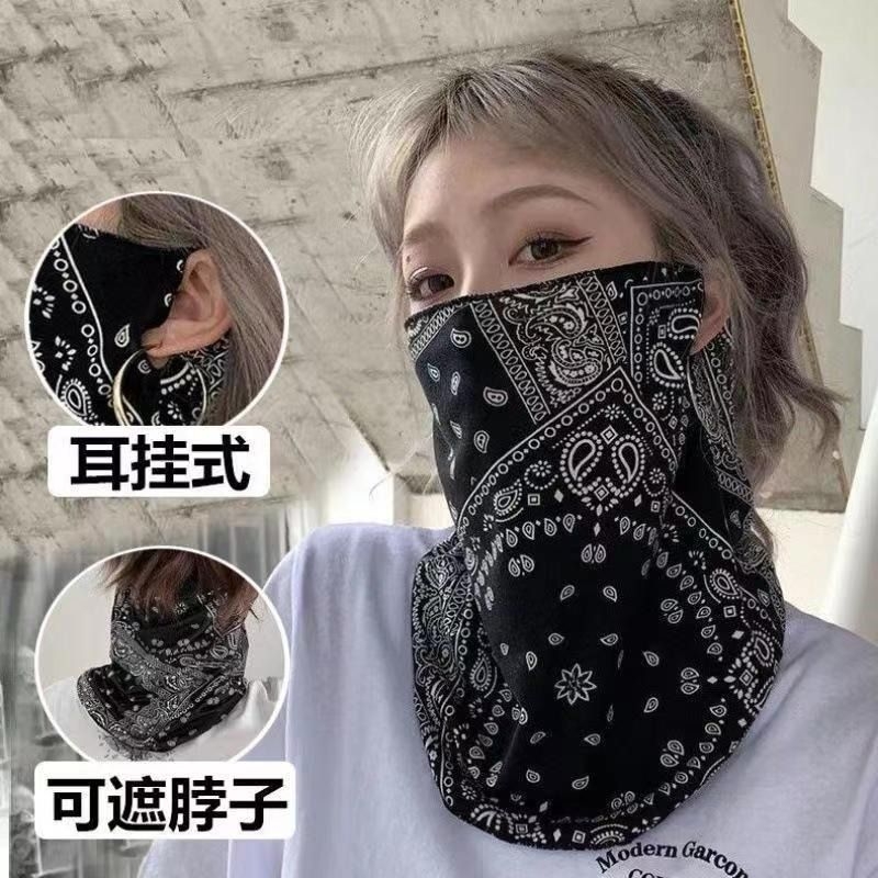 冰丝防晒面罩女全脸护颈挂耳口罩骑行面巾男潮薄款护脸面纱遮阳