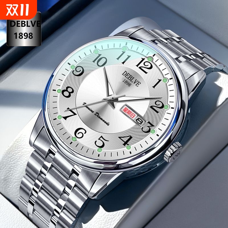 手表瑞士名表正品全自动机械风石英表商务高级感夜光防水时尚钢带