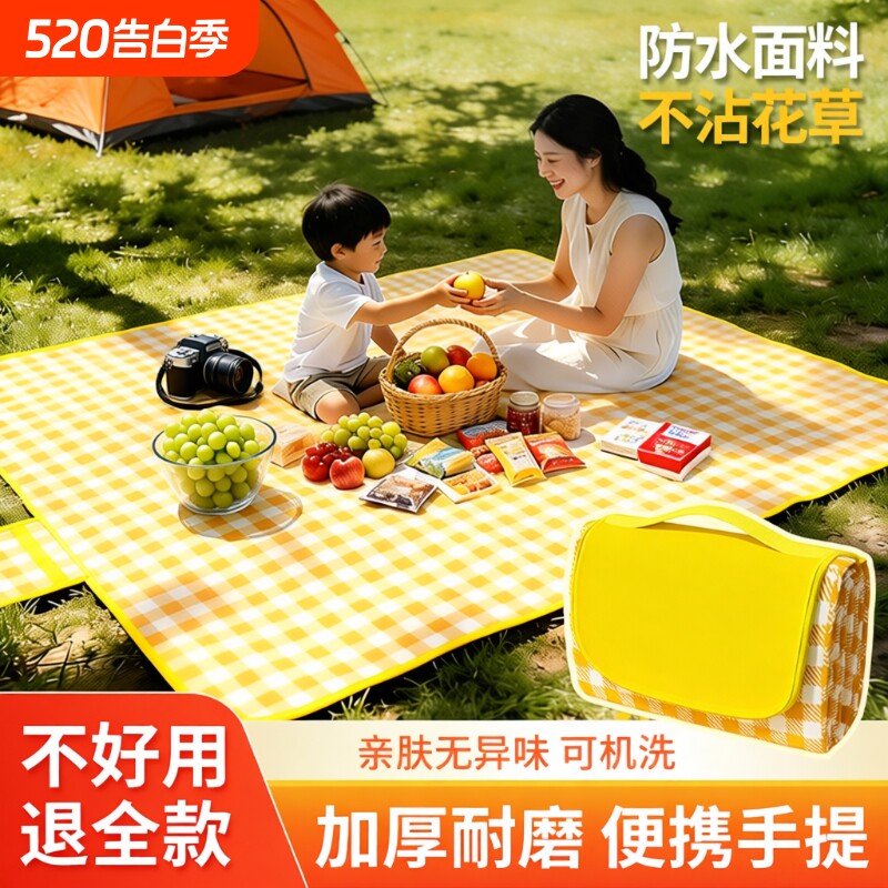户外野餐垫防潮垫加厚露营野外防水防潮草坪帐篷便携地垫室外海滩