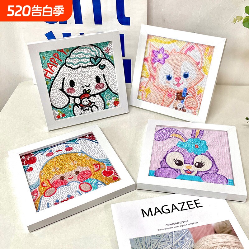 手工diy制作儿童钻石贴画2025新款满钻带框益智玩具女孩生日礼