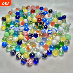 16MM25MM彩色玻璃球夹弹珠溜溜球大玻璃珠子跳棋子幼儿园玩具实心