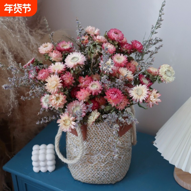 麦秆菊天然干花花束客厅摆设风干真花小雏菊菠萝菊餐桌摆件菊花