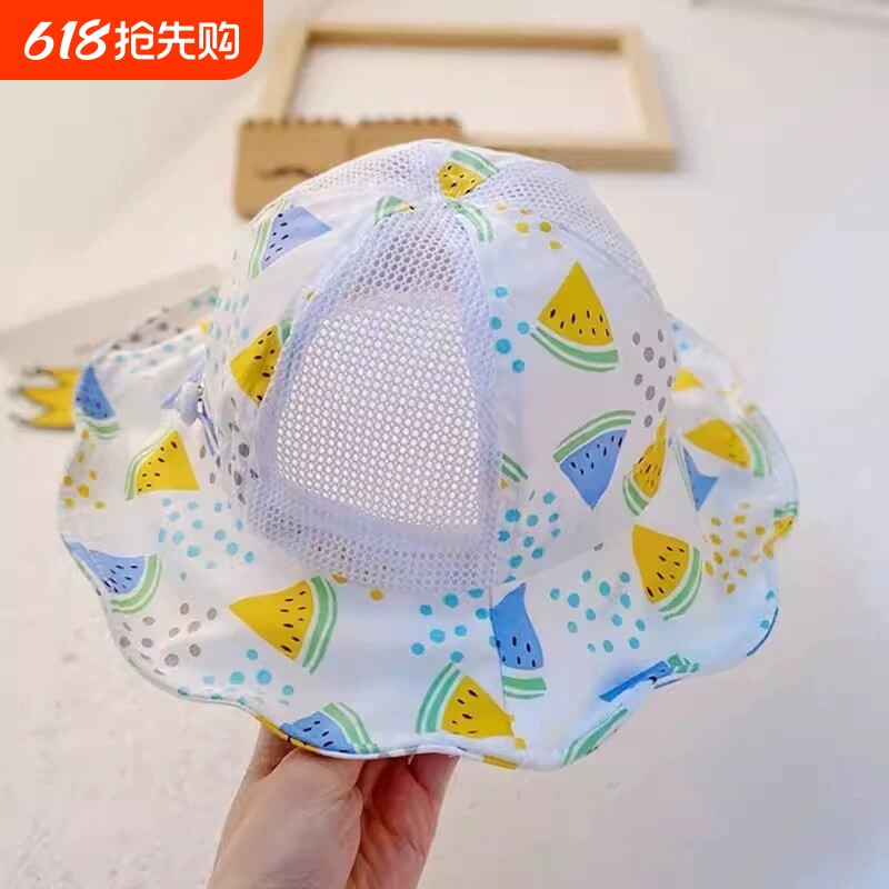 婴儿遮阳帽夏季薄款宝宝帽子儿童防晒帽男童女童太阳帽网格渔夫帽