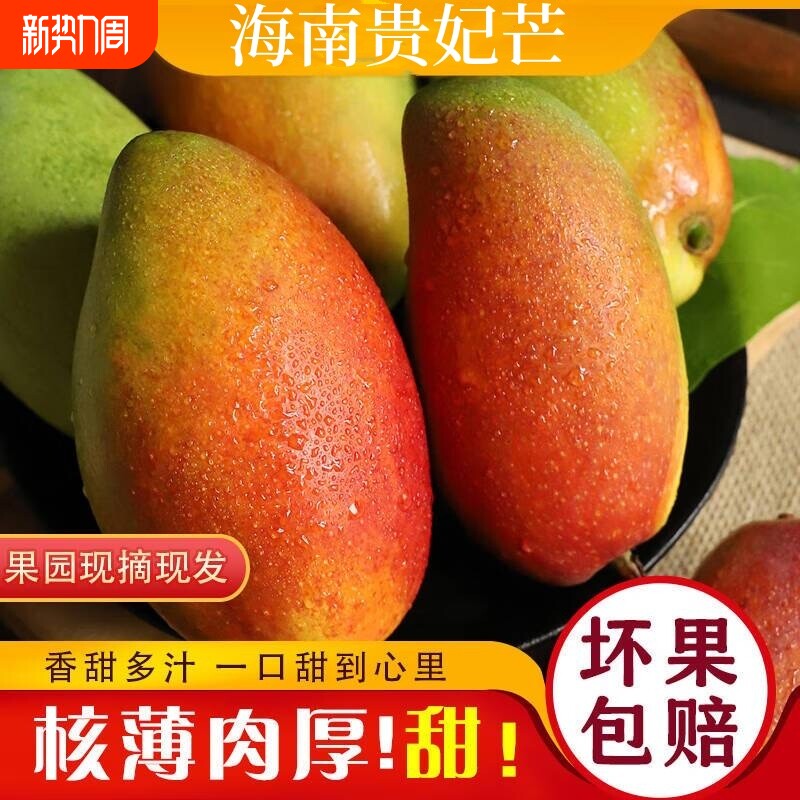 海南贵妃芒带箱5斤装新鲜芒果包邮现摘现发当季热带水果皮薄核小D