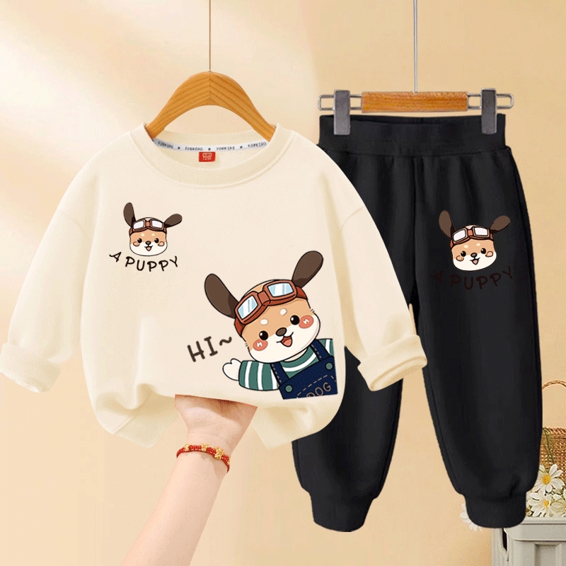 春秋季男童卡通洋气卫衣套装