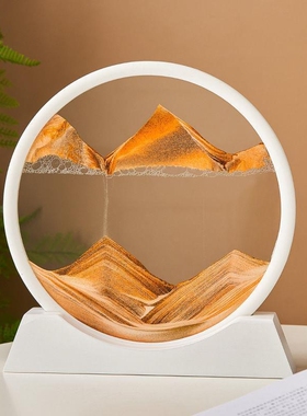 创意3D流沙画沙漏摆件解压客厅摆件工艺品高档次装饰品桌面摆件