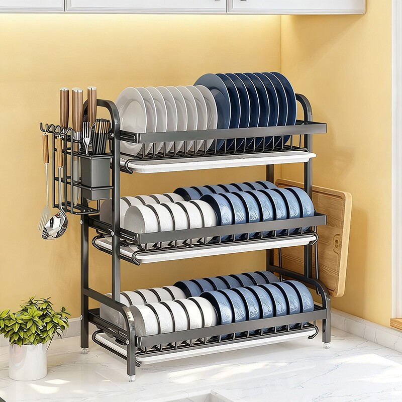 厨房置物架碗碟碗盘收纳架沥水架家用多功能放碗架碗筷收纳盒碗柜