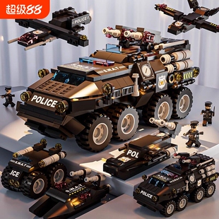 2026年新款特警运兵车积木男孩子12拼装玩具兼容乐高6岁儿童礼物