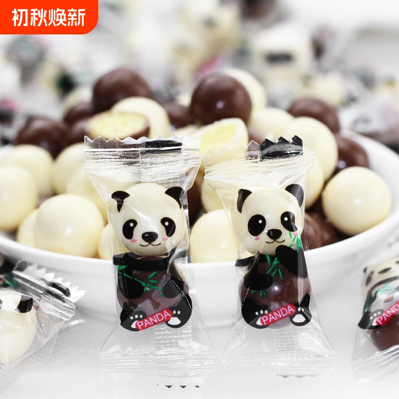 熊猫麦丽素巧克力豆糖果年货网红独立包装儿童小零食礼盒装散装