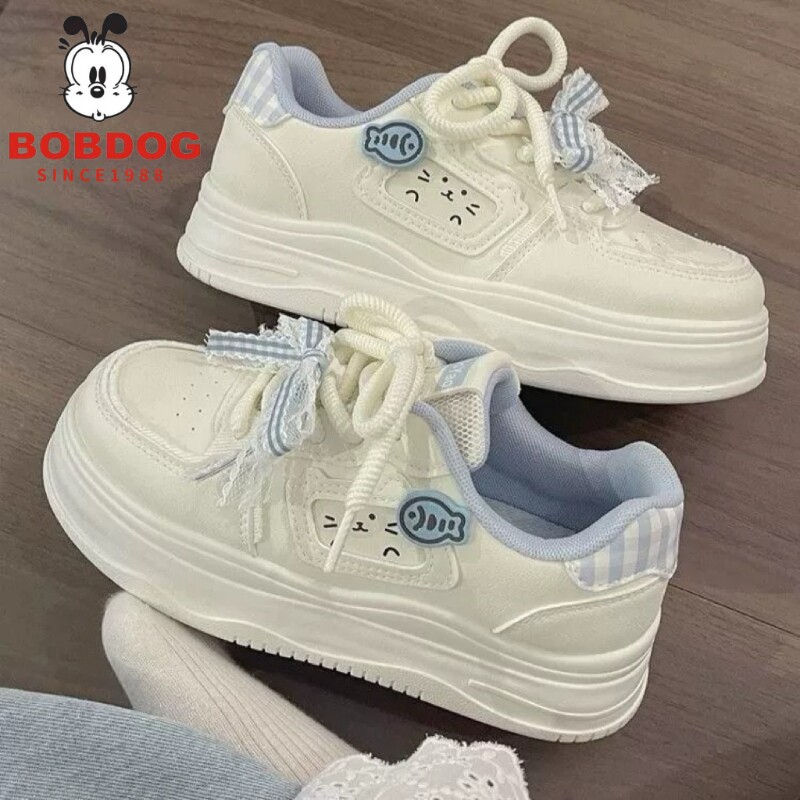 巴布豆女童鞋春季2026新款儿童运动鞋小学生大童女鞋蓝色休闲板鞋