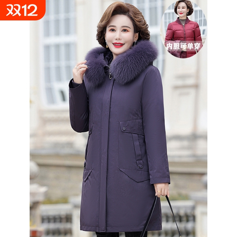极寒波司莱狄妈妈羽绒服女士中长款大码中老年派克服冬装奶奶外套