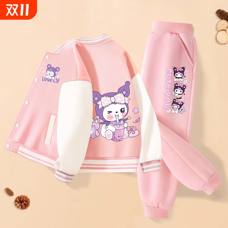 女童棒球服套装2025春季新款儿童上衣裤子两件套春秋女孩休闲衣服