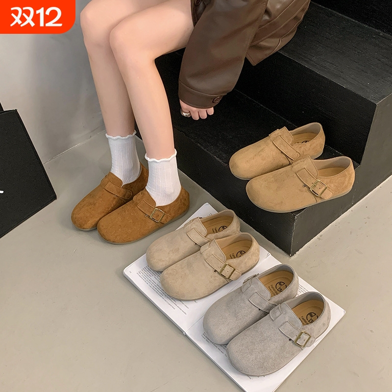 内增高复古全包勃肯鞋女2025春秋新款一脚蹬懒人乐福鞋休闲单鞋子