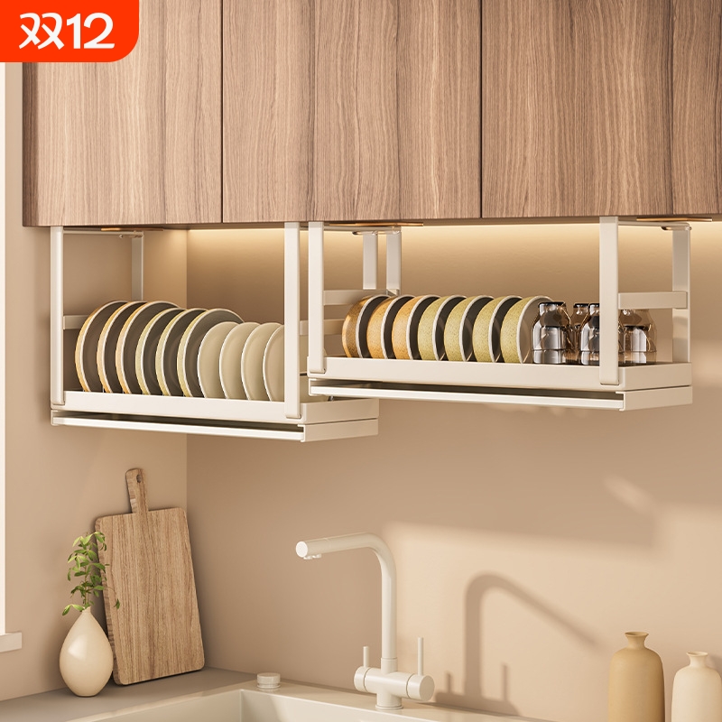 厨房悬挂碗架橱柜下碗碟置物架碗盘收纳架洗水池水槽上放碗沥水架