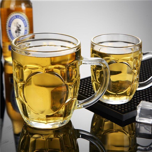 玻璃啤酒杯带把玻璃杯大号扎啤杯酒吧酒杯茶社泡茶杯加厚把手杯子