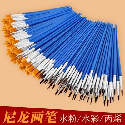 蓝色塑料杆尼龙毛画笔 数字勾线笔儿童DIY石膏油画笔涂鸦涂色丙烯颜料画刷笔描线笔水彩水粉绘画工业专用笔刷