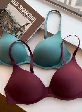 日本无痕文胸一片式光面轻聚拢小胸胸罩舒适无钢圈内衣女夏天超薄