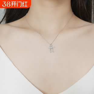 s925纯银双十字架项链女镶钻高级感欧美简约新款爆款个性