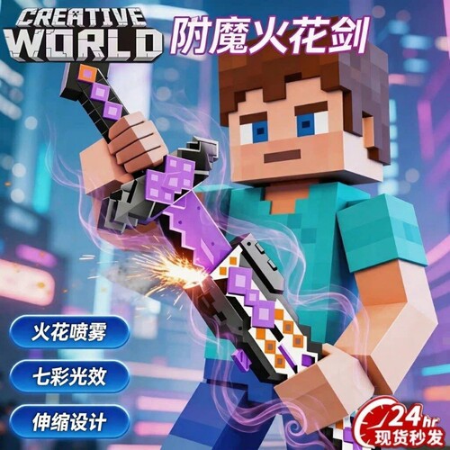 我的世界玩具七色钻石剑儿童男孩子周边3到6岁12以上男童生日礼物
