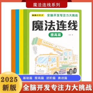 魔法连线儿童专注力训练游戏书全套4册3-6岁儿童早教启蒙益智进阶游戏智力开发逻辑思维训练魔法线条数字连线眼力脑力大挑战玩具书